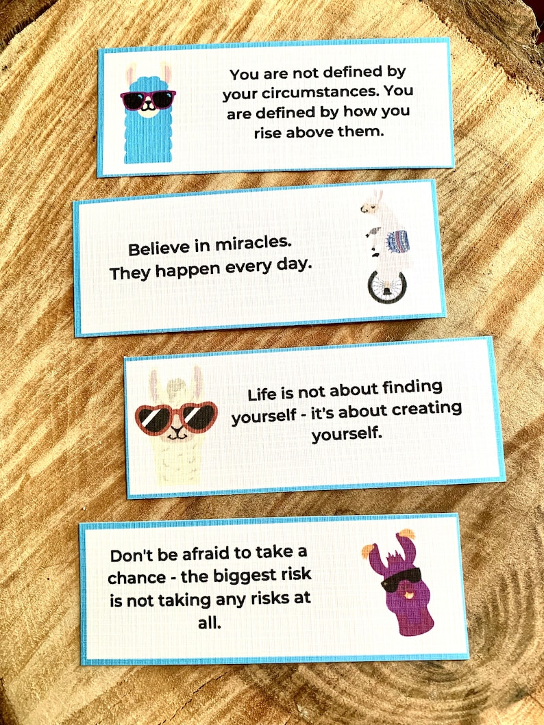 Daily Llama Affirmation Jar with Positive Quotes to inspire & uplift image 3