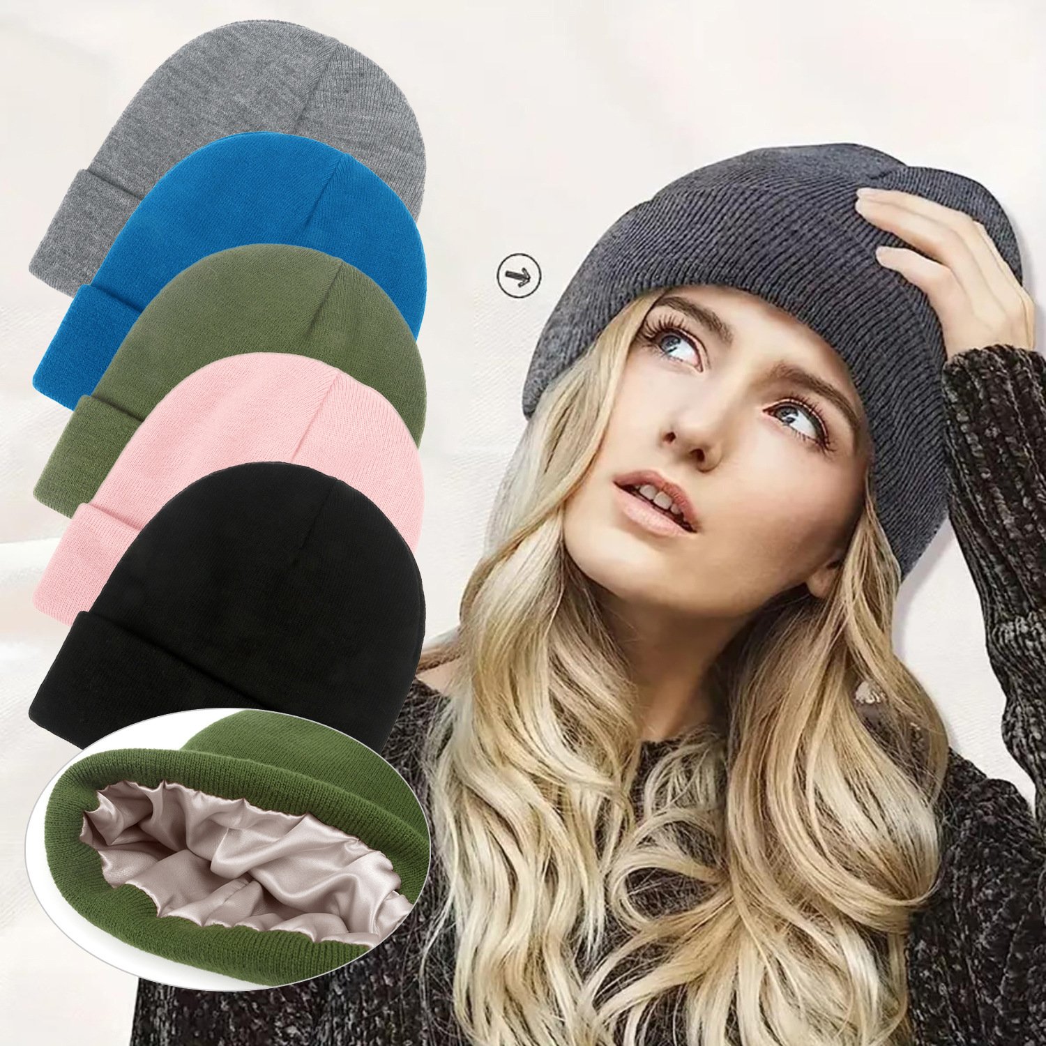🎉 49% Off Holiday Sale! 🎄 Stay Stylish with Satin-Lined Beanies!