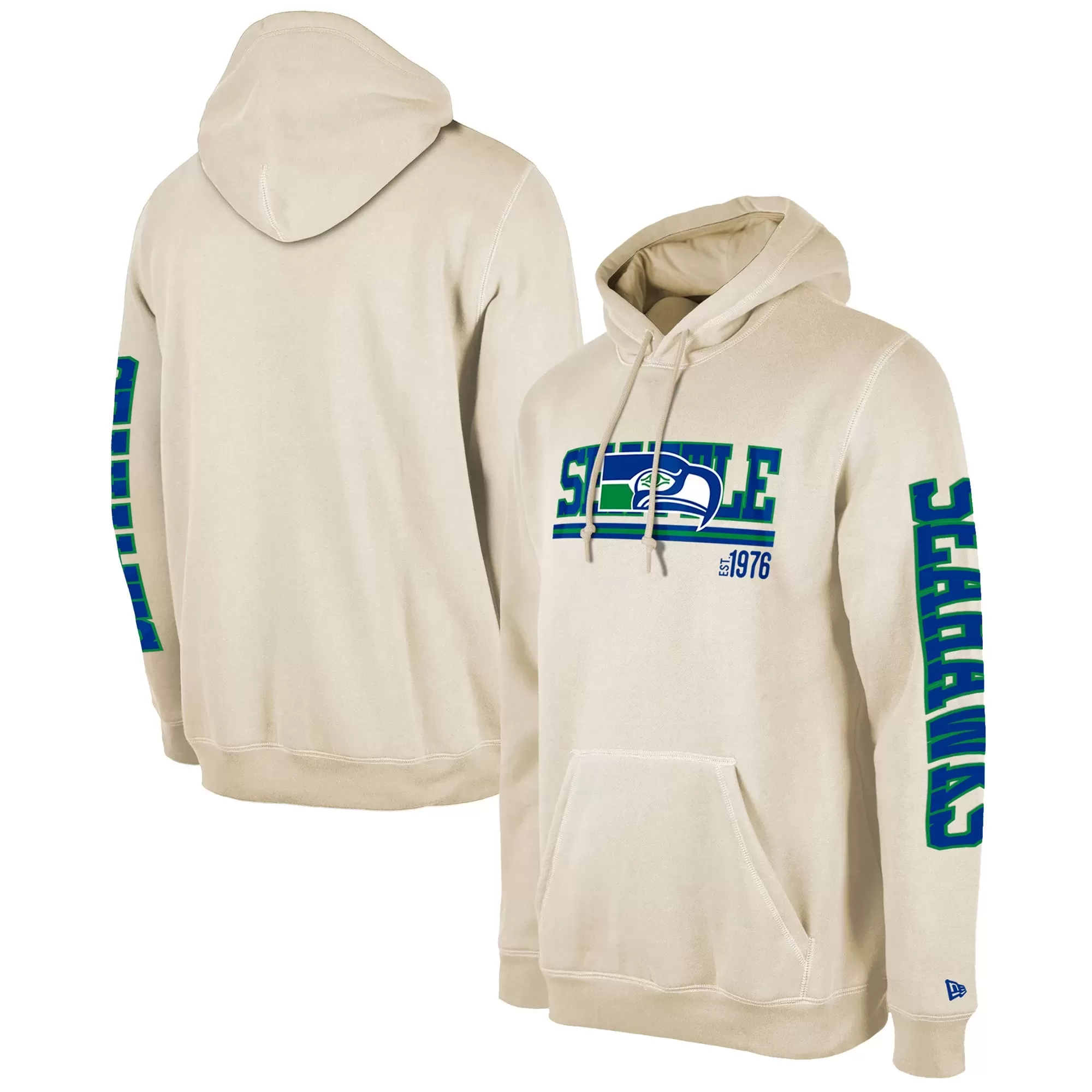 Seattle Seahawks New Era Third Down Historic Pullover Hoodie - Cream