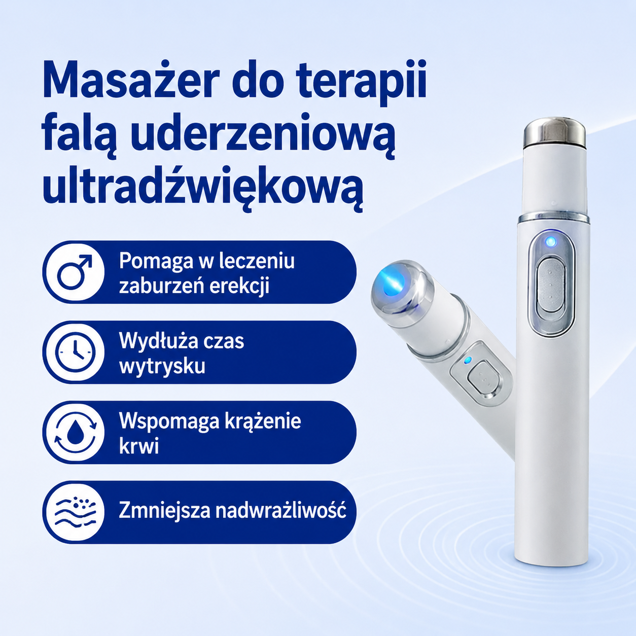 Zaawansowana terapia🔥 akustyczną falą uderzeniową przywraca zdrowie tkanek prącia,🔥 zwiększa twardość erekcji, wytrzymałość i pewność siebie mężczyzn, a także łagodzi bóle mięśni, sztywność stawów i dolegliwości bólowe ścięgien.