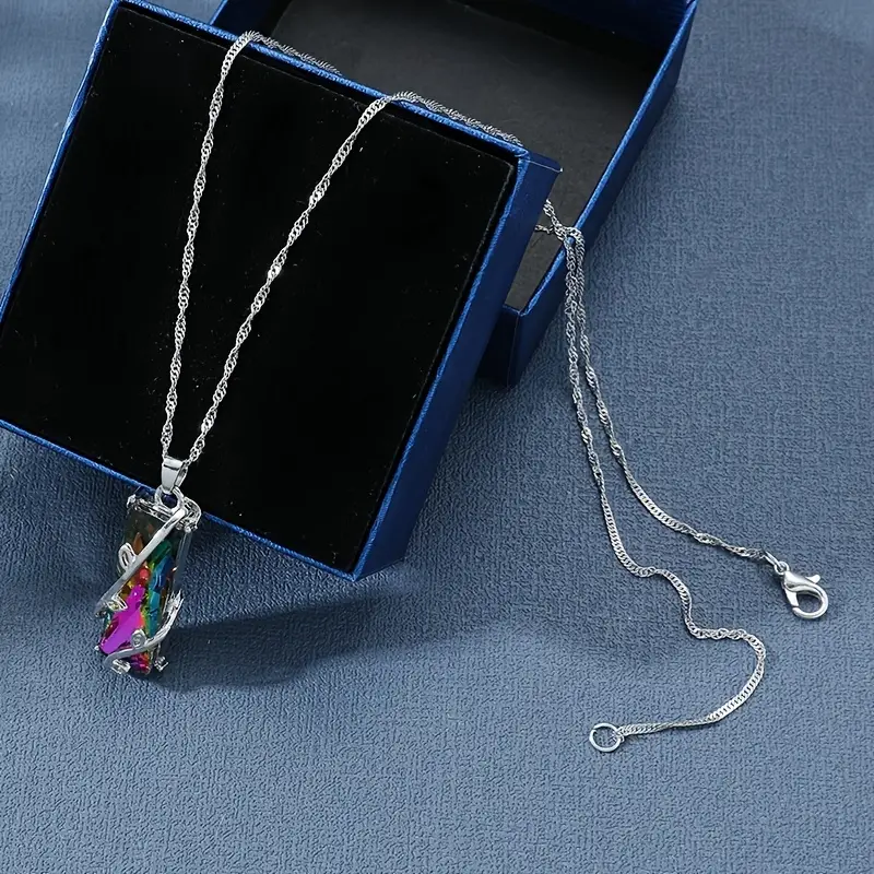 colorful crystal branch pendant necklace fine jewelry gift for women details 4