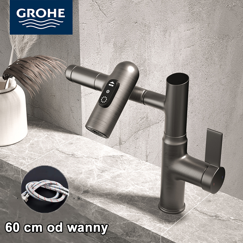  Wielofunkcyjny kran Grohe, sterylna filtracja, obrót o 1080° we wszystkich kierunkach, przełączanie