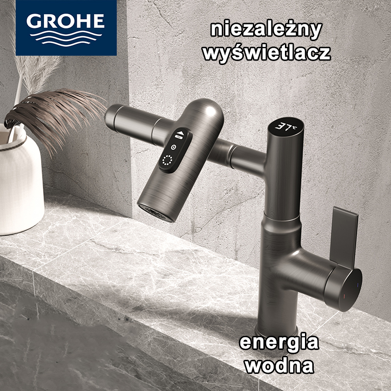  Wielofunkcyjny kran Grohe, sterylna filtracja, obrót o 1080° we wszystkich kierunkach, przełączanie