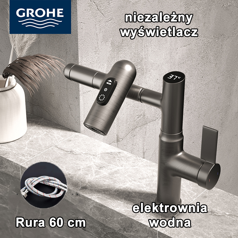  Wielofunkcyjny kran Grohe, sterylna filtracja, obrót o 1080° we wszystkich kierunkach, przełączanie