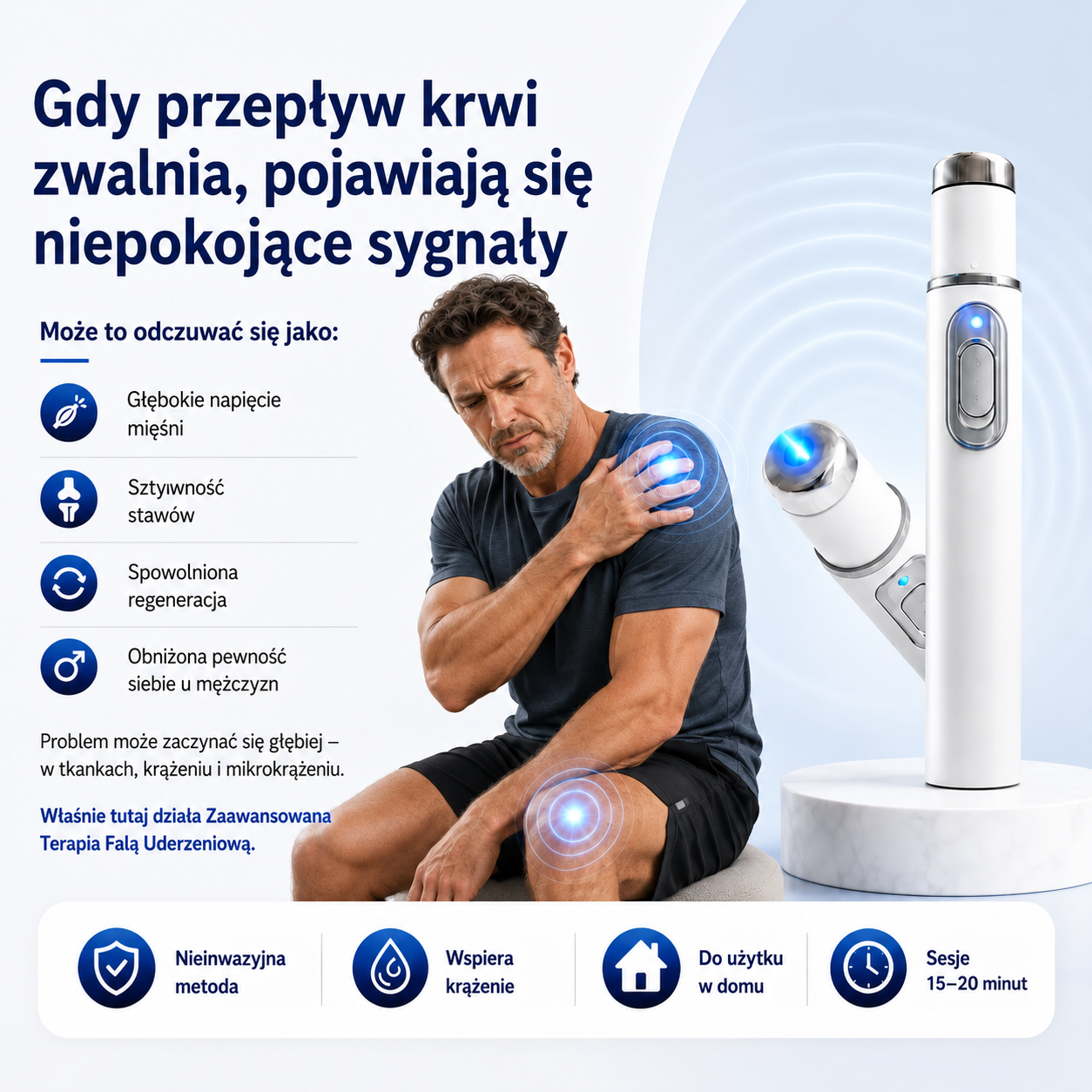 Zaawansowana terapia🔥 akustyczną falą uderzeniową przywraca zdrowie tkanek prącia,🔥 zwiększa twardość erekcji, wytrzymałość i pewność siebie mężczyzn, a także łagodzi bóle mięśni, sztywność stawów i dolegliwości bólowe ścięgien.