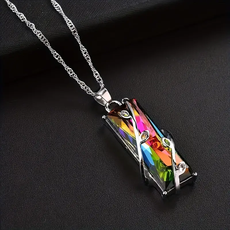 colorful crystal branch pendant necklace fine jewelry gift for women details 1