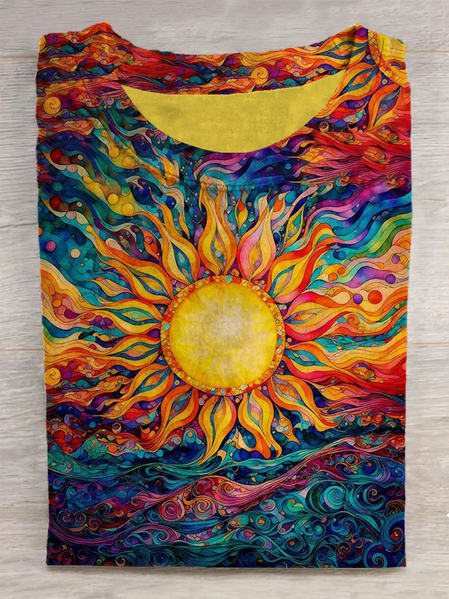 Unisex Sun God Colorful Abstract Art Print Design T-Shirt