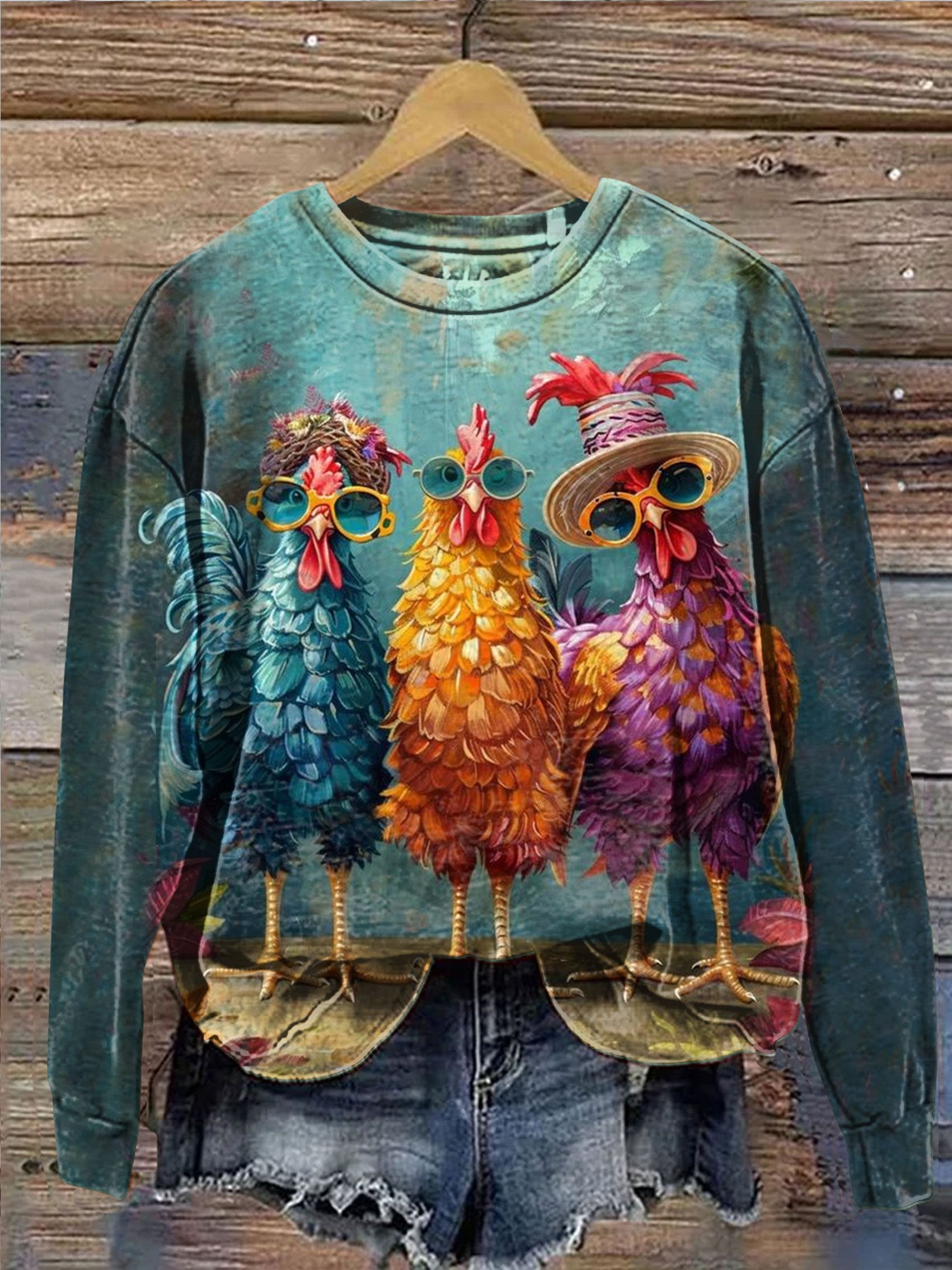 Funny Chicken Printed Women's Sweatshirt