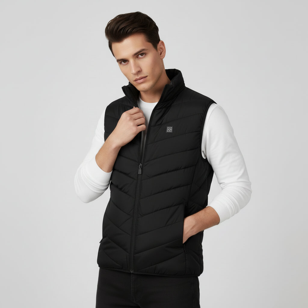 A man wearing a Cozy Core heated vest