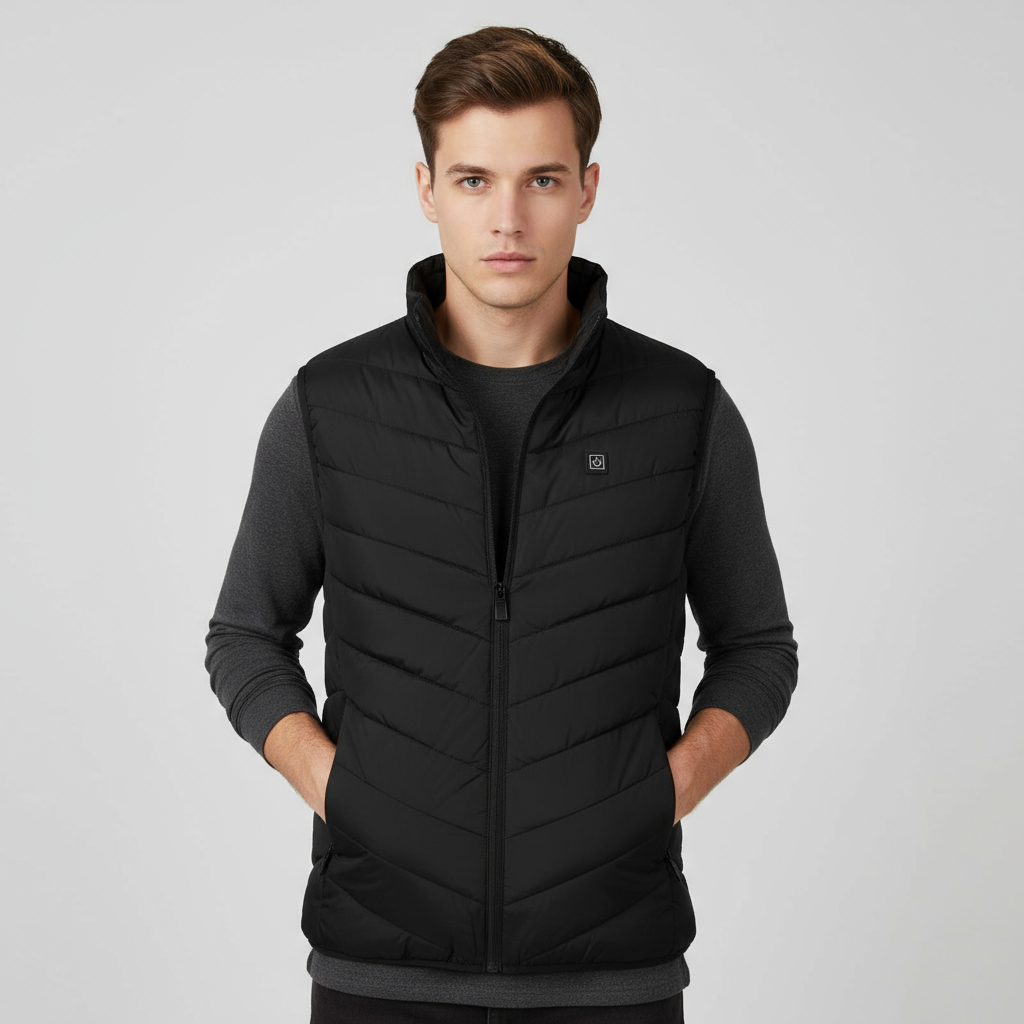 A man wearing a Cozy Core heated vest
