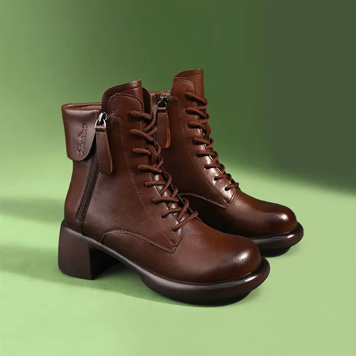 Kožené vintage ortopedické topánky s koženým zvrškom na nízkom podpätku