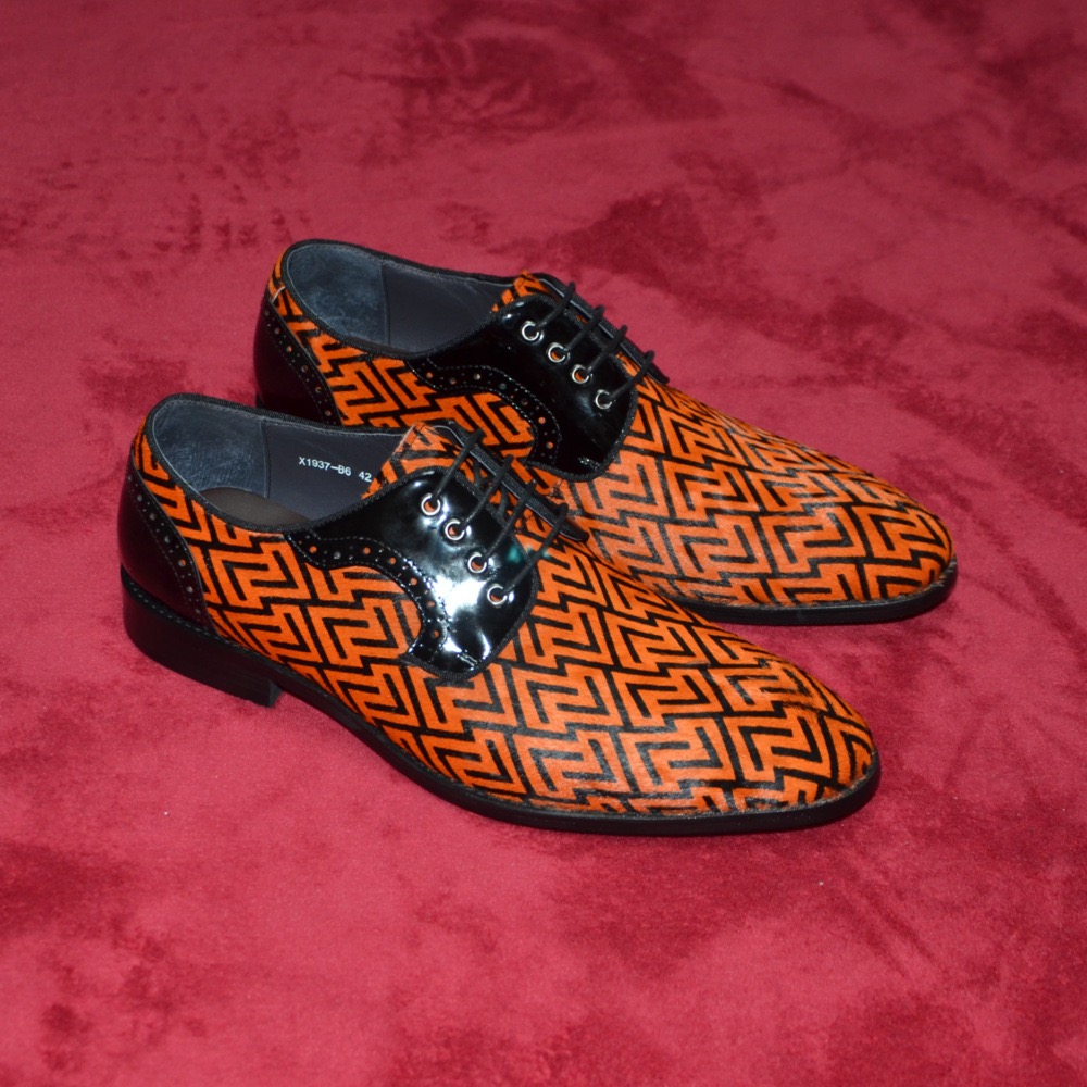 GUYSTEP™-Men's Black Patent Leather Dress Shoes with Geometric Pattern