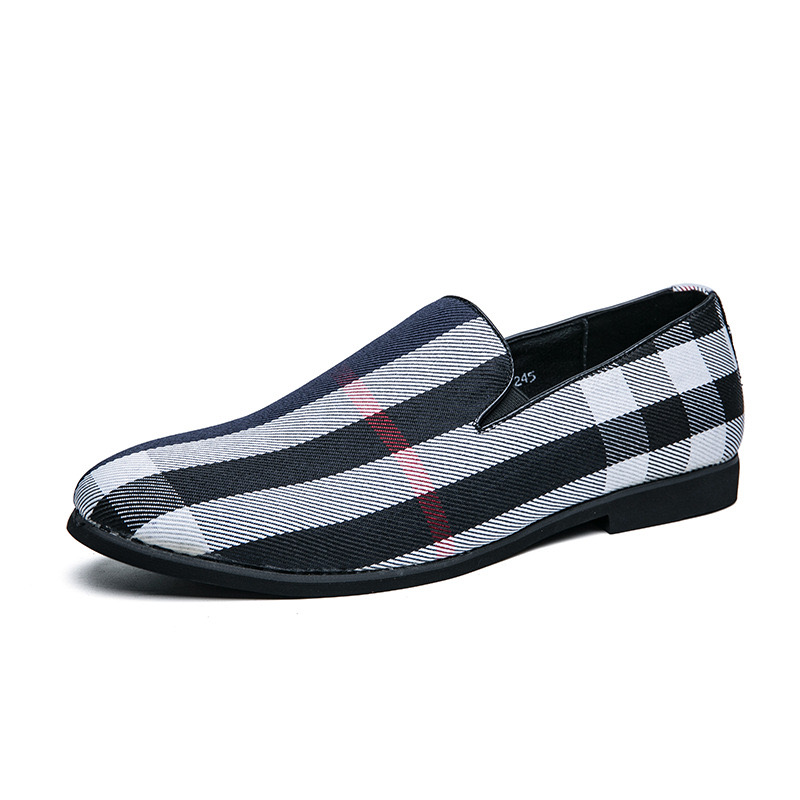 GUYSTEP™-Men's Fashion Army Blue Plaid Loafers