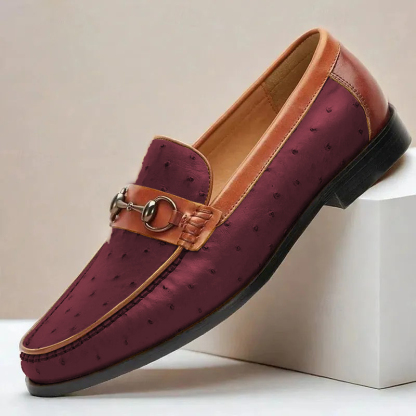 GUYSTEP™Men's Casual Metal Buckle Genuine Leather Loafers-(Brown+Coffee+Blue+Green)