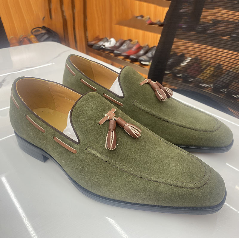 [Copy]British style height-enhancing green business genuine leather men's formal leather shoes