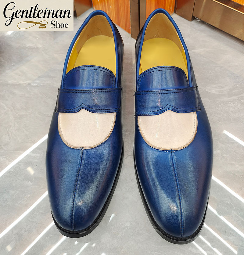Stylish Navy - Blue Leather Loafers: Elegant and Sophisticated Footwear