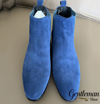 Men's blue leather Chelsea boots