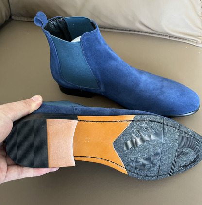 Men's blue leather Chelsea boots