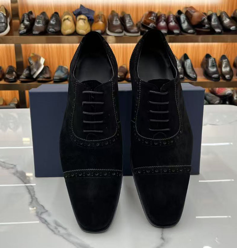 Vintage Suede Genuine Leather Handmade Dress Oxford Shoes