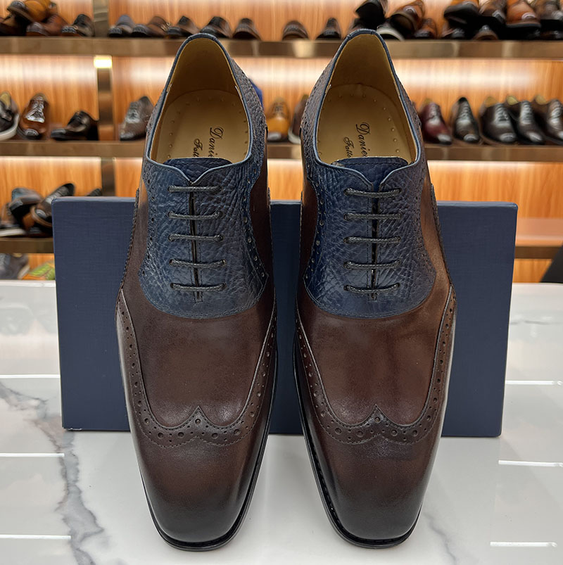 Men’s Luxury Two-Tone Leather Brogue Oxford Shoes