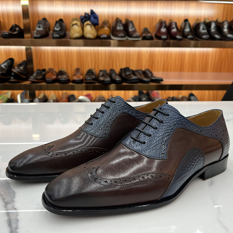 Men’s Luxury Two-Tone Leather Brogue Oxford Shoes