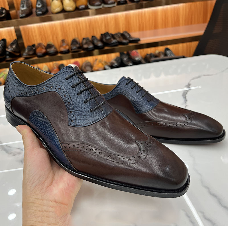 Men’s Luxury Two-Tone Leather Brogue Oxford Shoes