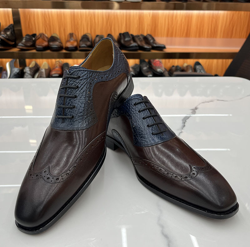 Men’s Luxury Two-Tone Leather Brogue Oxford Shoes