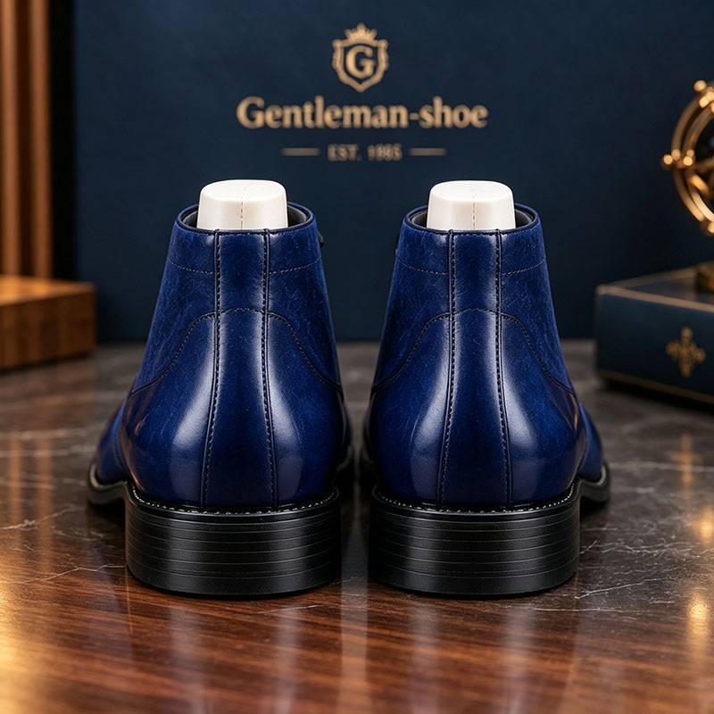 Men’s Blue Leather Chukka Boots – Elegant Casual & Formal Ankle Dress Shoes