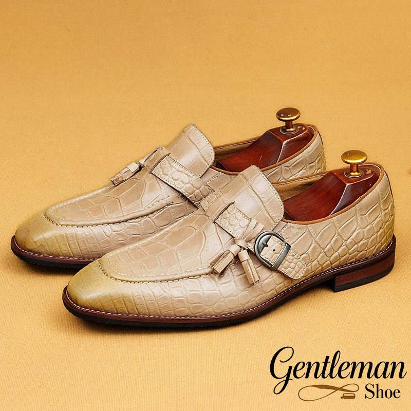 2026 New Men's Top Grain Cowhide Leather British Retro Tassel Buckle Business Casual Leather Shoes