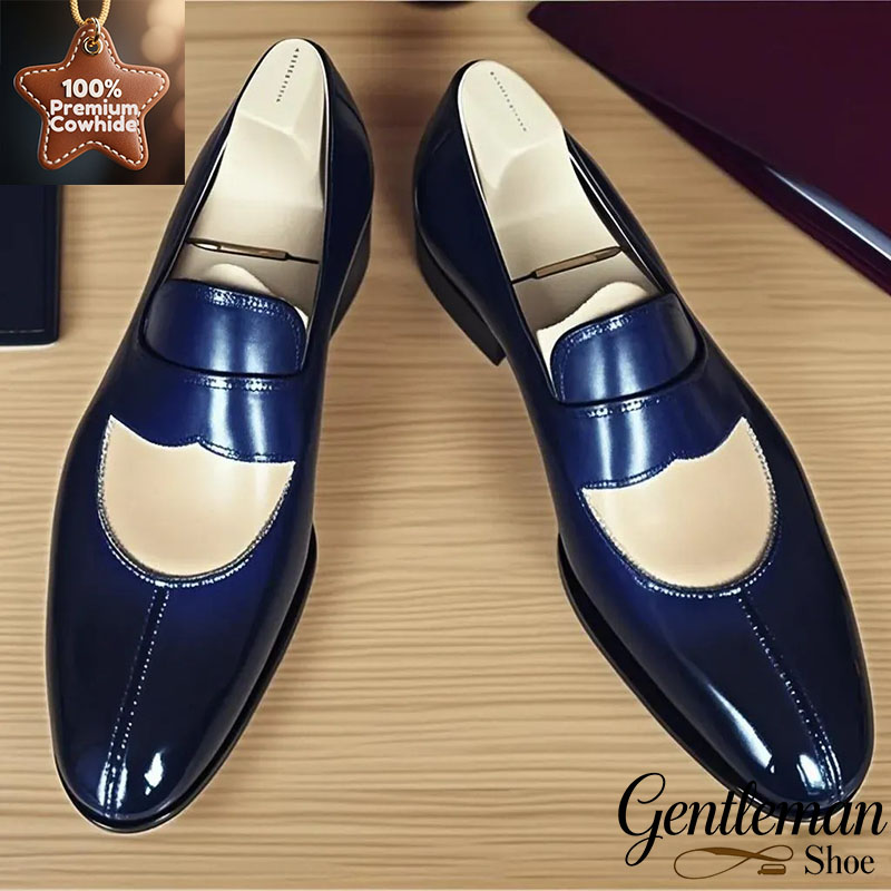 Stylish Navy - Blue Leather Loafers: Elegant and Sophisticated Footwear