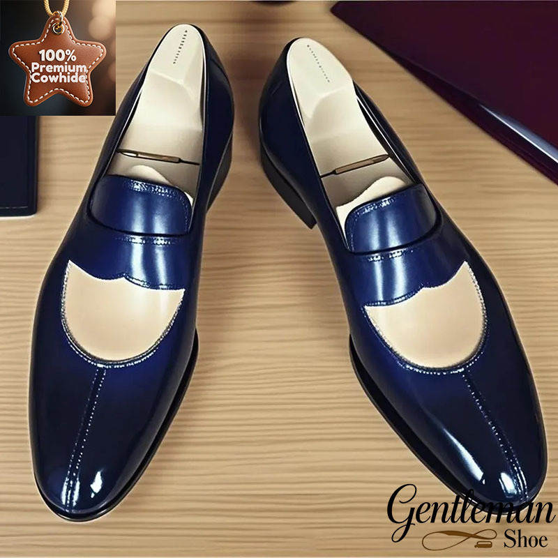 Stylish Navy - Blue Leather Loafers: Elegant and Sophisticated Footwear