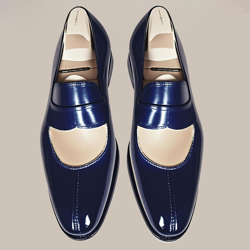 Stylish Navy - Blue Leather Loafers: Elegant and Sophisticated Footwear