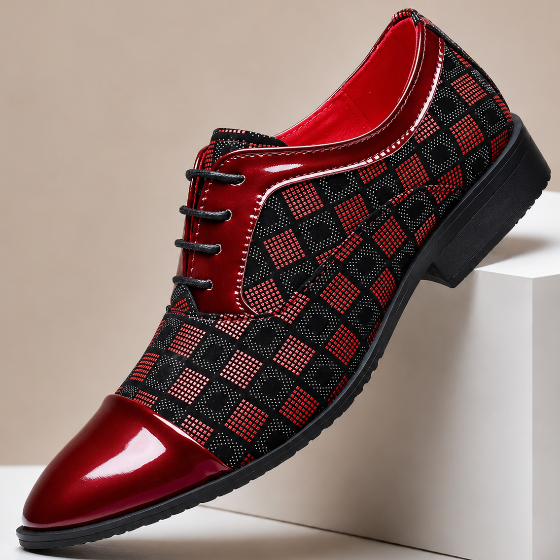Men’s Plaid Lace-Up Dress Shoes