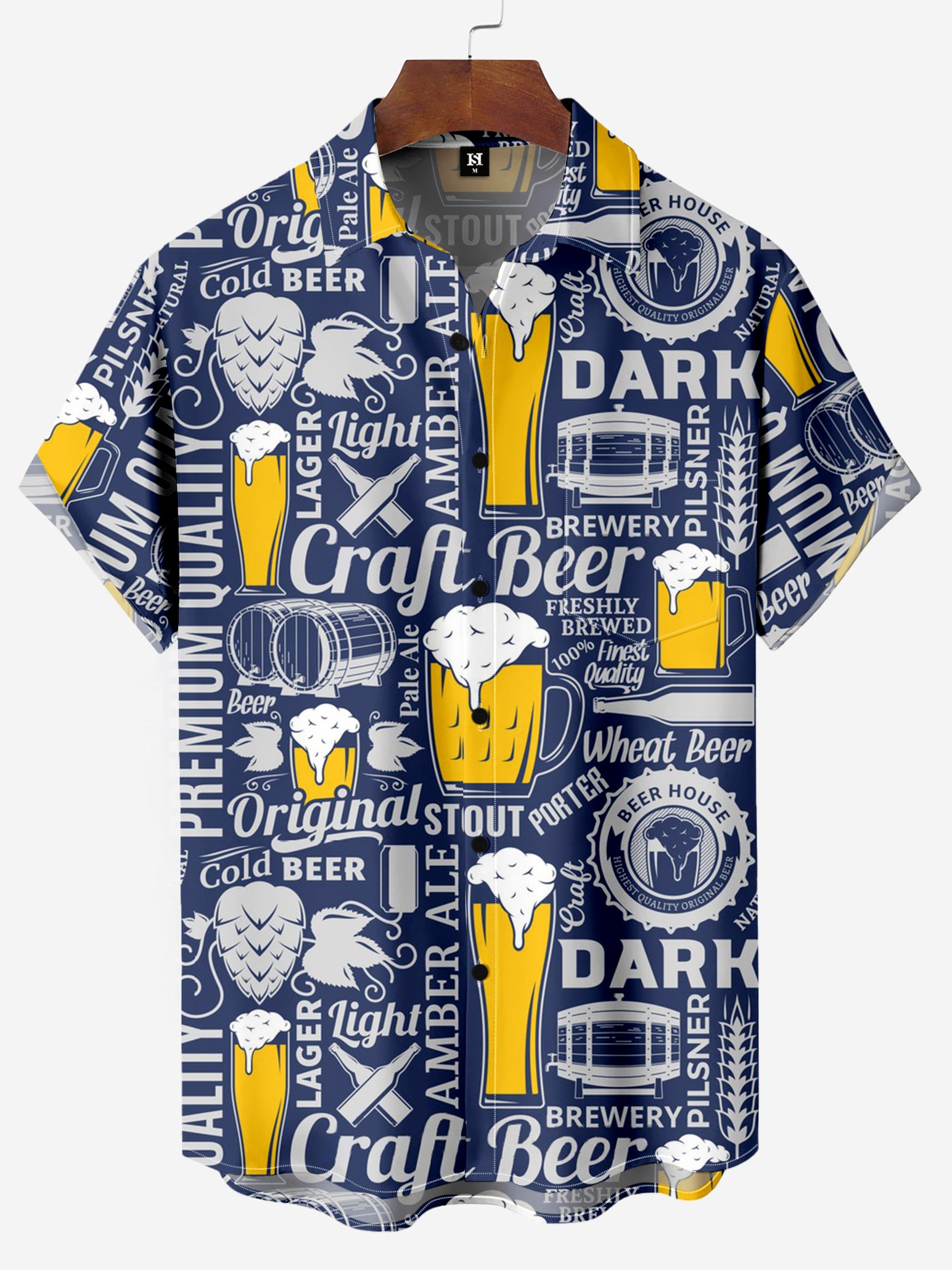 BREWERY BEER Chest Pocket Hawaiian Shirt