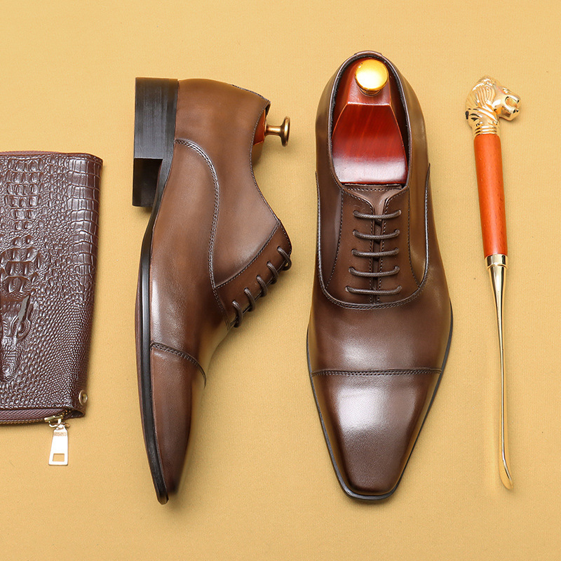 Men's British-Style Oxford Shoes: Genuine Leather, Wear-Resistant Sole | Daily Office Commute & Casual Business Runs