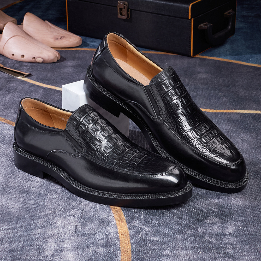 Men's Hand-Sewn Crocodile-Embossed Leather Loafers