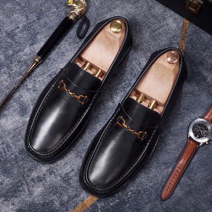 Men's Premium Business Casual Genuine Cowhide Horsebit Loafers