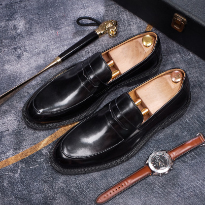 Classic Men's Penny Loafer  Genuine Leather Comfortable Business Casual Footwear