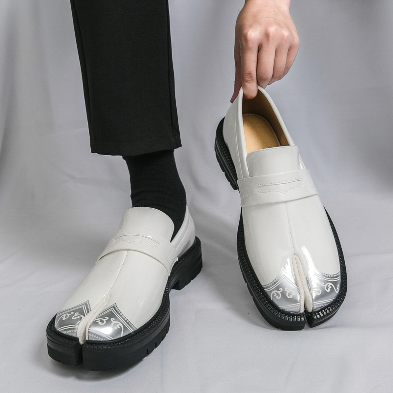 Men's Genuine Leather Round-Toe Platform Split-Toe Loafers