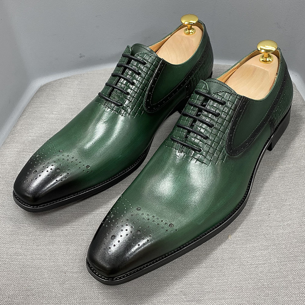 Men's Genuine Leather Business Brogue Oxford Shoes