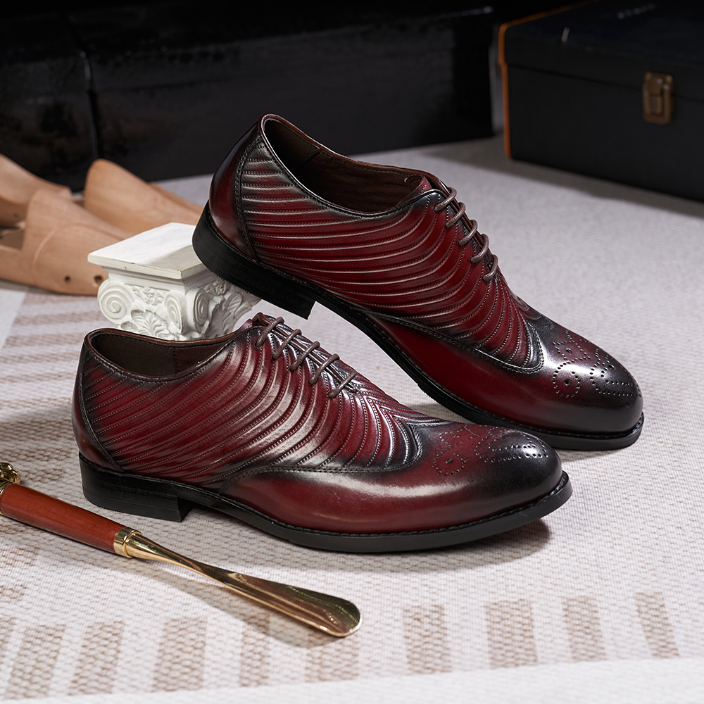 Men's Business Casual Embossed Cowhide Leather Oxford Shoes