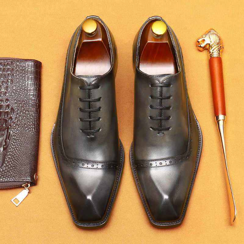 Men's Genuine Leather Brogue Business Dress Shoes