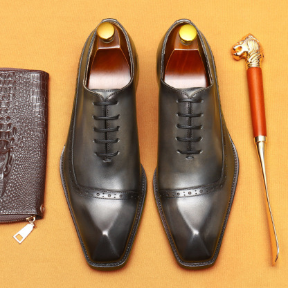 Men's Genuine Leather Brogue Business Dress Shoes