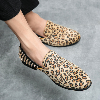Leopard Print Small Leather Shoes Formal Low Top Shoes