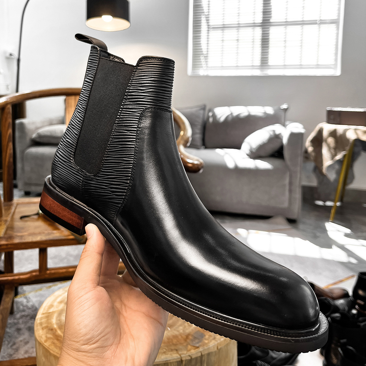 New Arrival Men's Full-Grain Leather Chelsea Boots