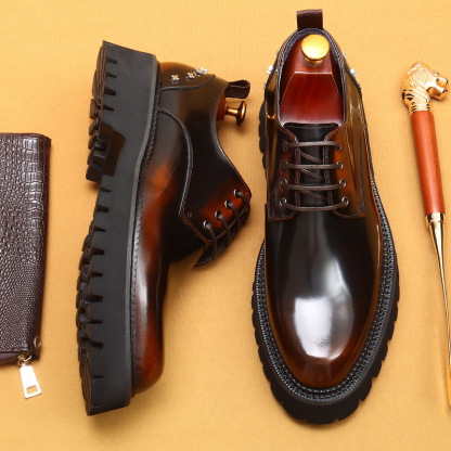 British style studded casual shoes, genuine leather shoes