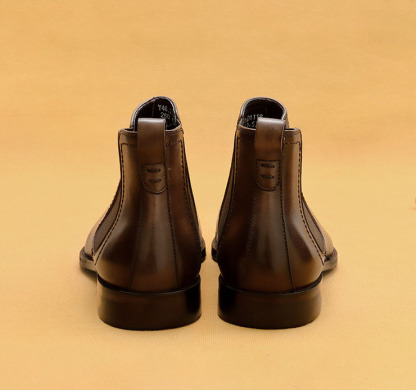 Men's Genuine Leather Square-Toe Chelsea Boots