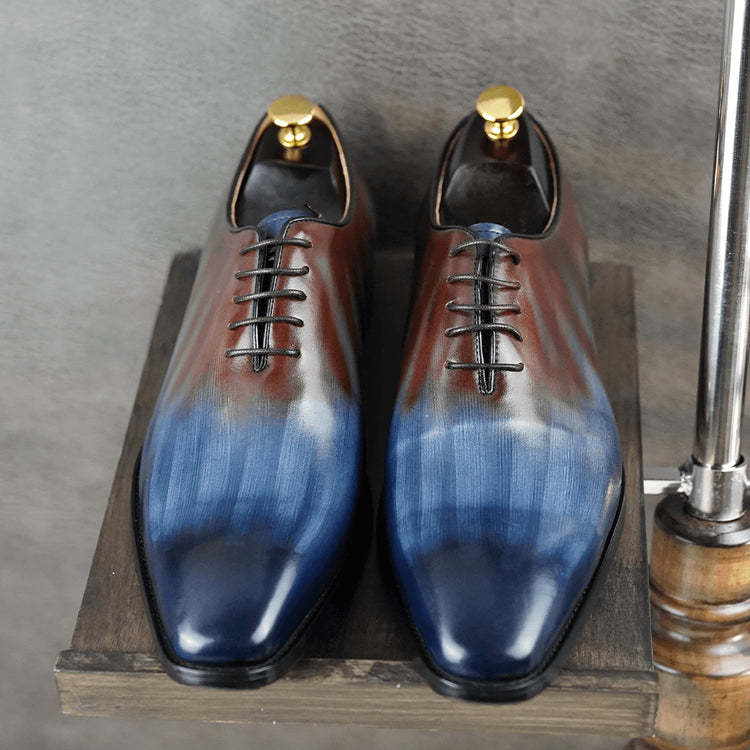 [Copy]Classic Grey Side Buckle Leather Shoes