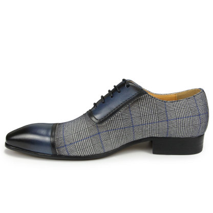 [Copy]Men's Crocodile Print Leather Oxford Shoes - Brown & Black