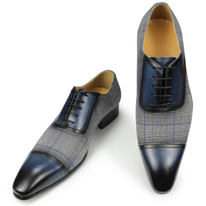 [Copy]Men's Crocodile Print Leather Oxford Shoes - Brown & Black